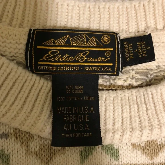 Vtg Eddie Bauer Fair Isle Cottagecore Sweater L (labeled Petite) - Picture 2 of 9